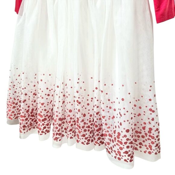Zunie Girls Long Sleeve Sparkle Red & White Tulle Christmas Party Dress. 6. NEW. - Picture 3 of 7
